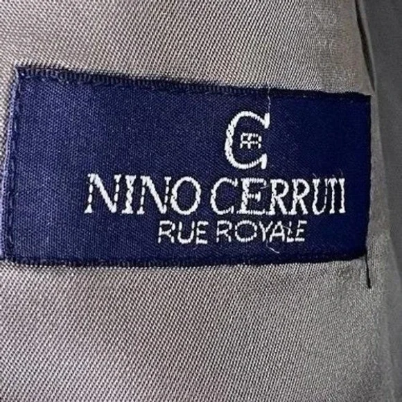 Vtg 80s Nino Cerruti 44R Blazer Wool Gray Double Breasted Suit Jacket Sport Coat